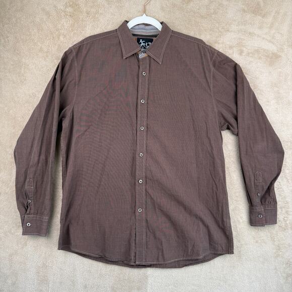 Age of Wisdom Button Up Mens XL‎ Brown Long Sleeve Collared Western Casual - Picture 1 of 10
